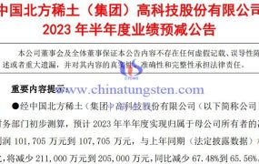 2023年上半年北方稀土业绩预减原因